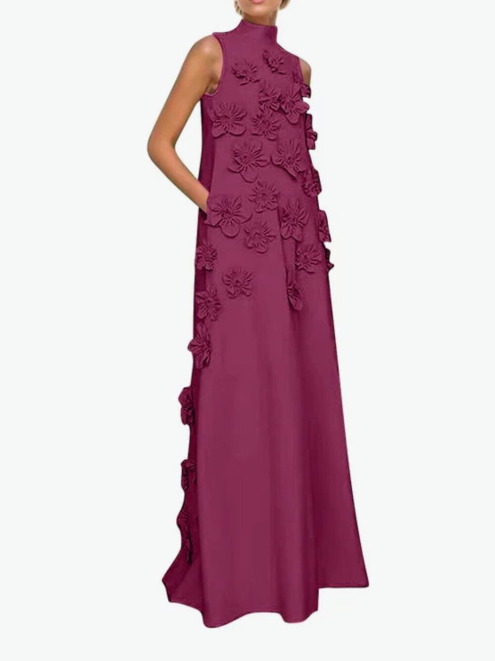 Sleeveless Dress with 3D Flowers